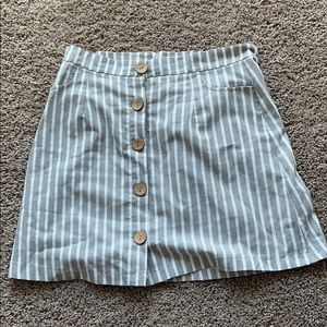Striped button up mini skirt